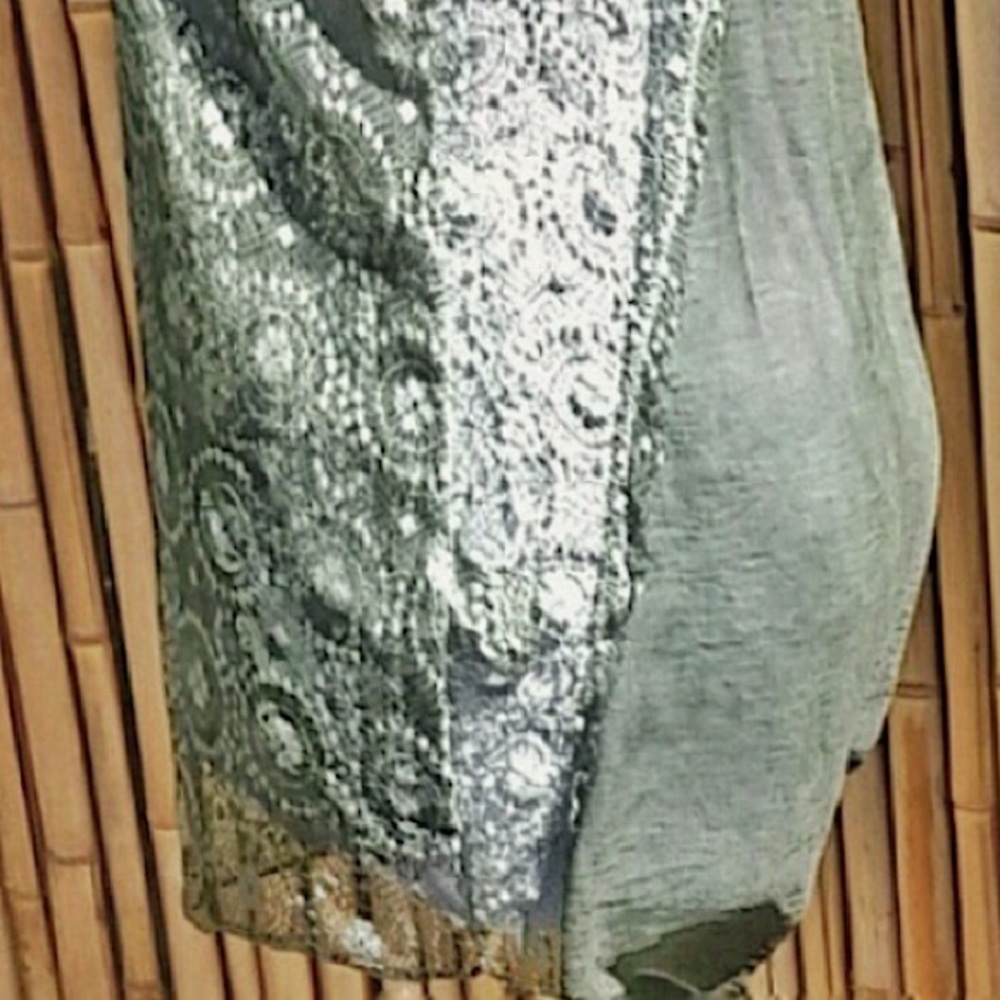 BRAND NEW SEDUZIONE Green Lace Overlay Tie Back Tunic OS - Picture 5 of 8